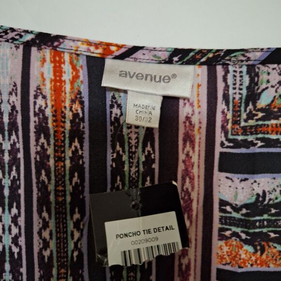 Avenue Plus Sized Women's Kaftan Top Yukata Colorful Loose Fit Poncho 30/32 NWT - Picture 2 of 9